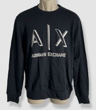 $95 Armani Exchange Men's Blue Regular Icon Logo Fleece Sweatshirt Size S