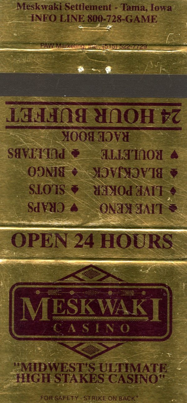 Meskwaki Casino, Tama, Iowa Matchbook eBay