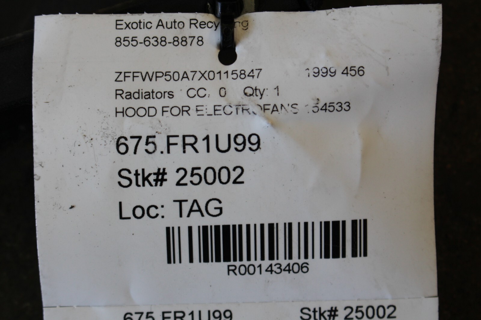 Ferrari 456 M, Radiator Shroud, Used, P/N 154533