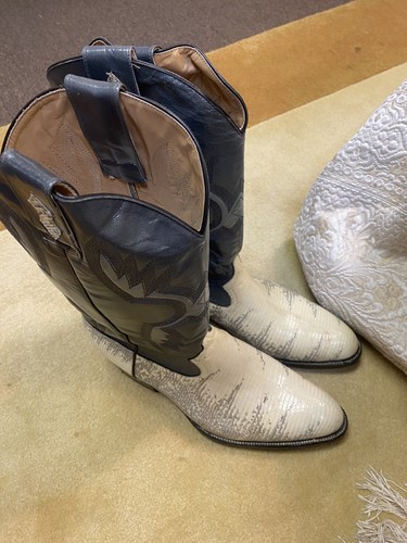Vintage Handmade Leon Mexico Lizard Hand stitched Cowboy Leather Boots NIB Sz9.5, Size 9, $125