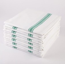 10x Luxury 100% Cotton Kitchen Bar Glass Cloth Cleaning Green Striped Tea Towels