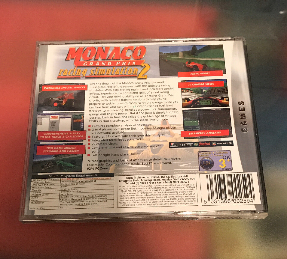 Jeu PC Monaco Grand Prix Racing Simulation 2 - Neuf Sous Blister, Simulation De Course