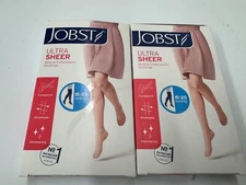 2 pairs ANTHRACITE Jobst Ultra Sheer Compression Knee High Stockings 15-20 mmHg 
