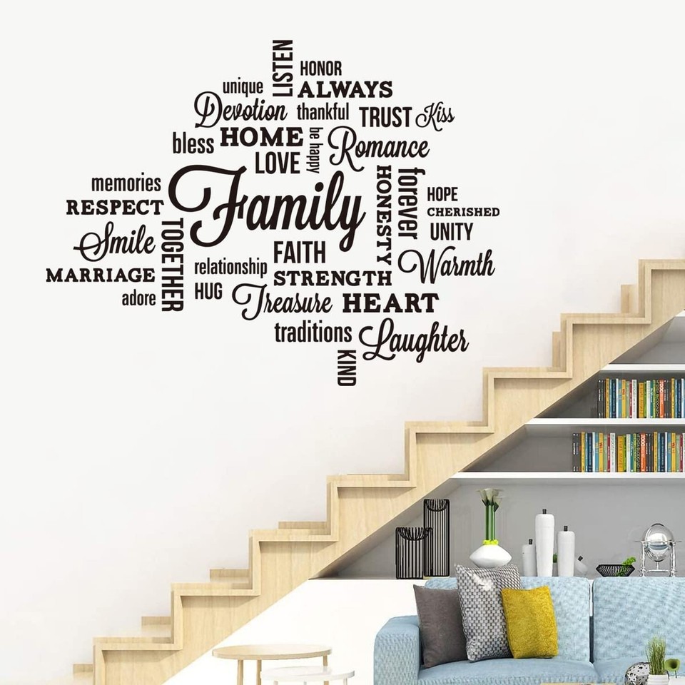Removable Family Wall Decal Quotes Saying Family Words Sign Vinyl Wall ...