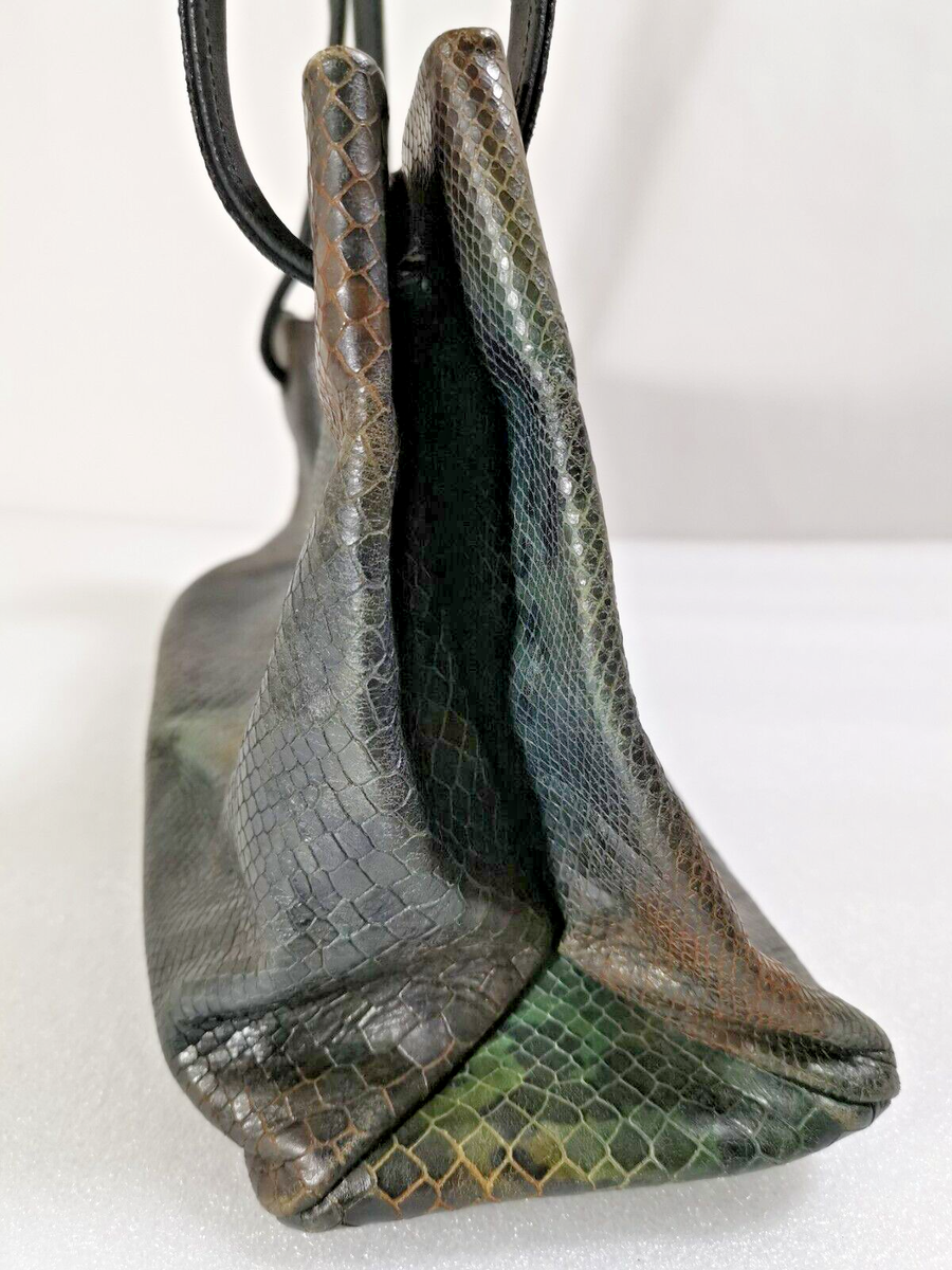 TOUS Handbag Multicolor Genuine Leather UNIQUE Tote Bag Look Snake Skin