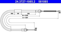 ATE 24.3727-1085.2 Seilzug, Feststellbremse FüR Renault