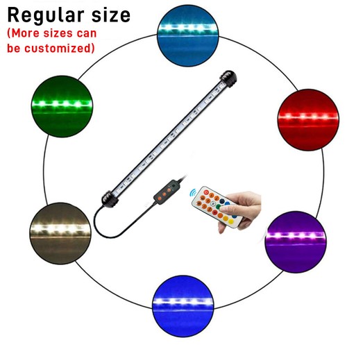 49CM Aquarium Underwater Fish Tank RGB LED Light Submersible Strip Lamp w/Remote - Picture 7 of 12