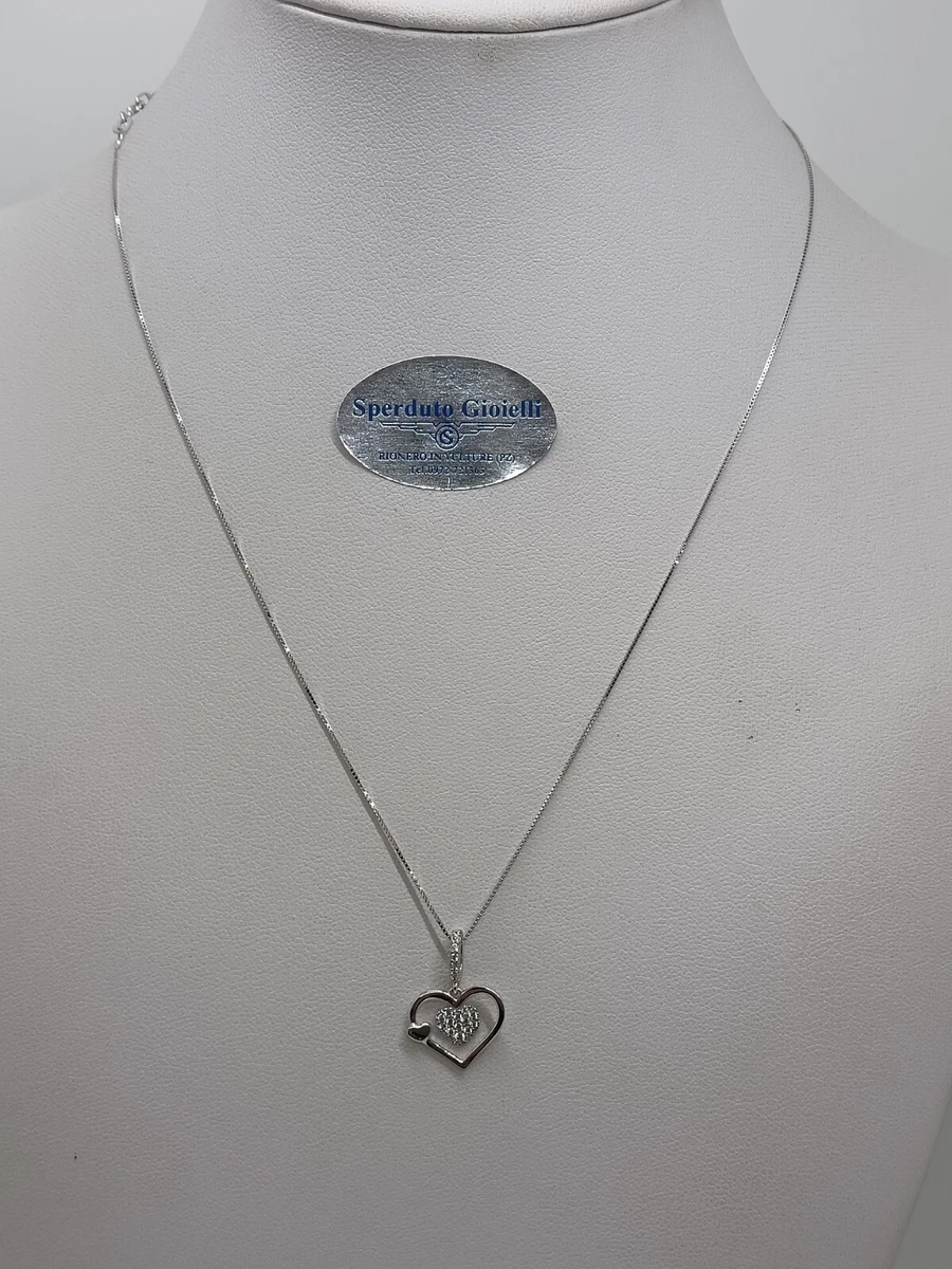 Collana Con Ciondolo Cuore In Argento Sterling 925 E Zirconi - Girocollo A Spilla Da Balia, Con Confezione Regalo - 3