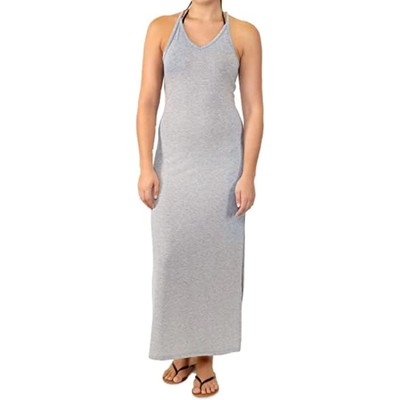 $28 Miken Racerback Maxi Slit Dress Adjustable Deep V Neck Cover Up Size Small