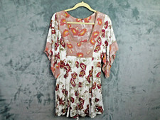Free People Dress Womens 8 Floral Mini Boho Flowy Pockets Pink Beach Resort