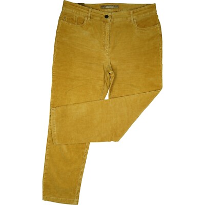 Zerres Womens Jeans 7/8 Pants Corduroy Stretch Straight High Rise XL 42 Short W32 Ochre