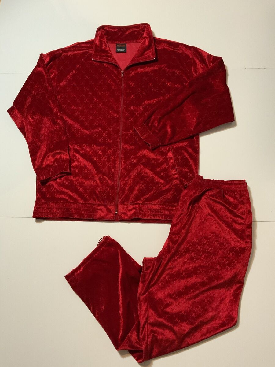 Vintage Y2K Crescendo GG Monogram Red Velour 2PC Sweatsuit Vintage Y2K Crescendo GG Monogram Red Velour 2PC Sweatsuit