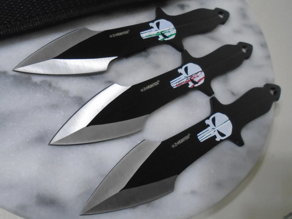 Z-Hunter Triple Punisher Throwing Knife 3pc Set Dual Edge Knives Full Tang 8" OA - Image 2 of 4