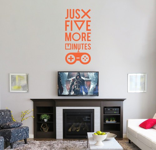 Just Five More Minutes Gamers Quote Wall Sticker Man Cave Room Home Art Vinyl L - Picture 28 of 161