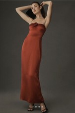 NWT Reformation FRANKIE Silk Maxi Dress Sangre Rosette Sz 8 Christmas Holiday