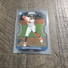 MONTE HARRISON 2021 PANINI PRIZM Card # 118 ROOKIE MIAMI MARLINS BASEBALL RC. rookie card picture
