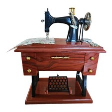 Musical Mini Vintage Sewing Machine Music Box WORKS Moveable Parts READ