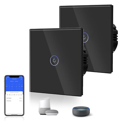 BSEED Smart Lichtschalter, Alexa, Google Home, 1 Gang Touch Schalter, 2 Wege, App, 2er Pack