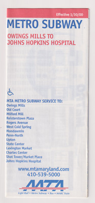 BALTIMORE      -     Subway     Jan. 30, 2000   Timetable  and Map    ( MINT )