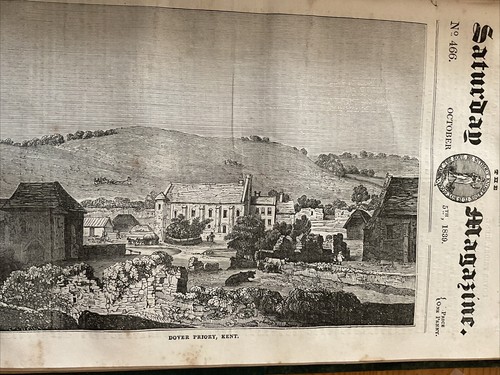 Antique Print 1839 - Dover Priory In Kent  + Article