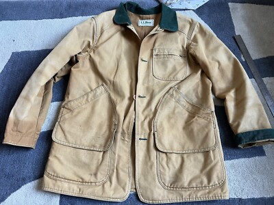 LL BEAN HELLBRAUNE JAGD CHORE JACKE MANTEL GR. L KORDKRAGEN