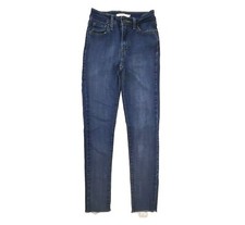 Levi's Women's 721 High Rise Skinny Jeans Size 26 Blue Denim Raw Hem