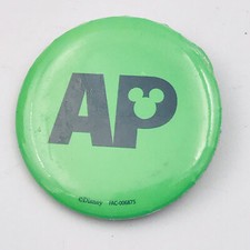Disney Disneyland AP Annual Passholder Green Souvenir Button Pin 1.75"