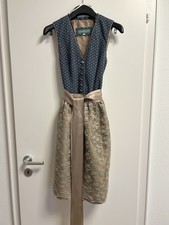 Dirndl Trachtenkleid Dunkelblau mit Spitzensc...