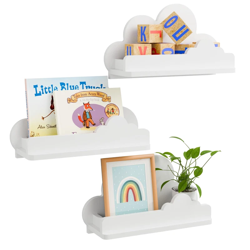 Beskadi Cloud Shelves For Kids Room Nursery Wall Deor Set Of 3 White Cloud