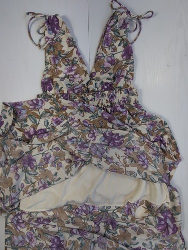 Lush Womens Maxi Dress L Floral Print Boho Sleeveless Ruffle Hem Beach Vacation - Picture 9 of 10