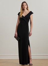  225 Lauren Ralph Lauren Jersey Off-the-Shoulder Gown Black Size 6