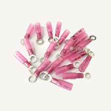 100PCS Heat Shrink Ring Terminals 10 Eyelet 22-16 AWG Wire Connectors Red US