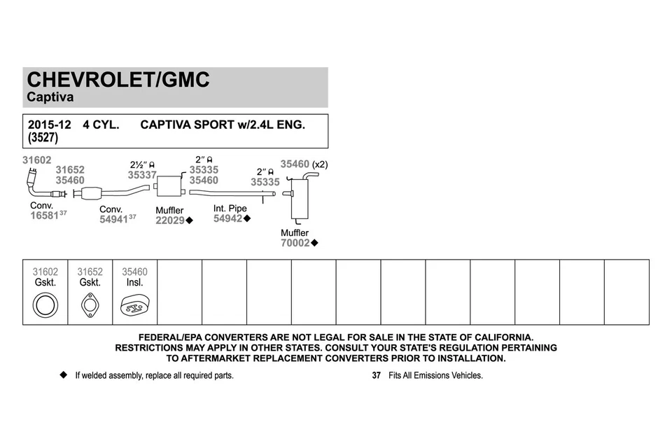 For Chevy Impala Limited 14-16 Exhaust Pipe Flange Gasket Perforated Metal w Foto 3 de 4