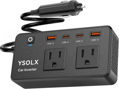 300W Car Power Inverter -  Dual DC 12V to 110V AC Car Outlet Adapter to Wall Plu