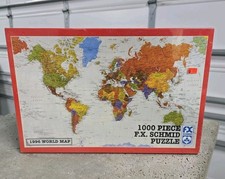 Rare F.X. Schmid 1000 Piece Vintage 1996 World Map Puzzle New Sealed