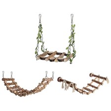 Bird Toys Wooden Chewing Climbing Hammock Chew Toys Perch Stand