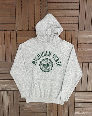 Michigan State Spartans Vintage 80s Grey Hoodie Sweatshirt Size XL
