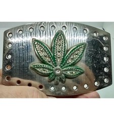 Marijuana Cannabis Leaf with Crystals in the Leaves Vintage Belt Buckle