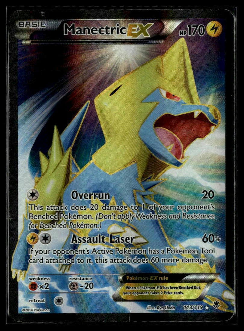 Pokemon XY - Phantom Forces Manectric EX (113 Full Art) #113/119 HP See Pics