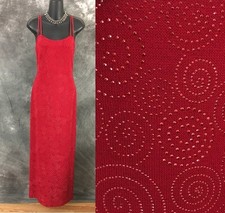 BEAUTIFUL St John evening knit red embellished dress size 8