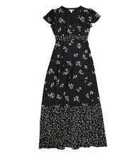 bar III Womens Floral Empire Dress, black, XS