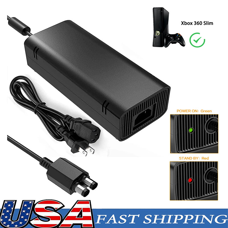New SLIM AC Power Supply Brick Charger Adapter Cable Cord for Microsoft Xbox 360