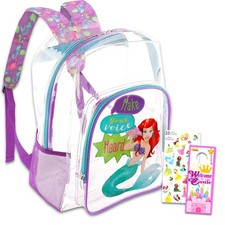 Little Mermaid Backpack Set - Bundle of 16 Transparent Ariel School Bag,