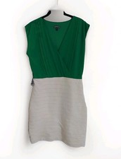 NWT Express Green & Cream Color-Block Bandage Dress Bodycon Size Medium