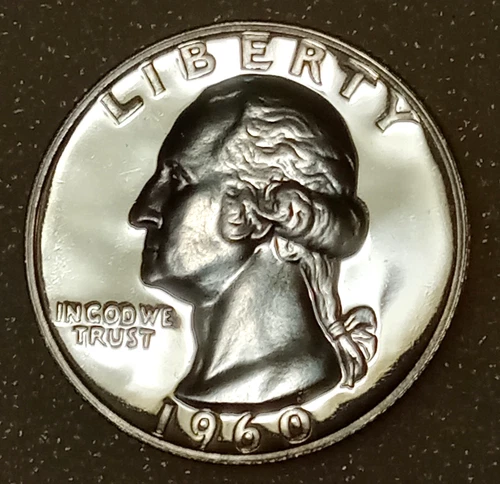 🟅 1960 PROOF 90% Silver Wash. Quarter 25¢