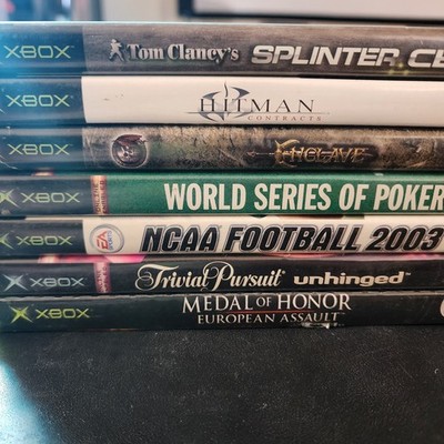 7 Xbox Game Lot NCAA Splinter Cell Poker Trivial Pursuit Hitman Enclave 