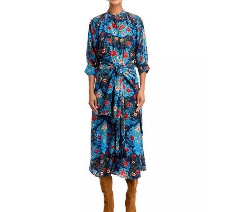 chinese dress ladies Farm Rio Farm Rio Long Sleeve Maxi Shirtdress Green
