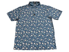 Bad Birdie Core Golf Polo Floral Flowers All Over Print AOP Men  s Size XL - EUC
