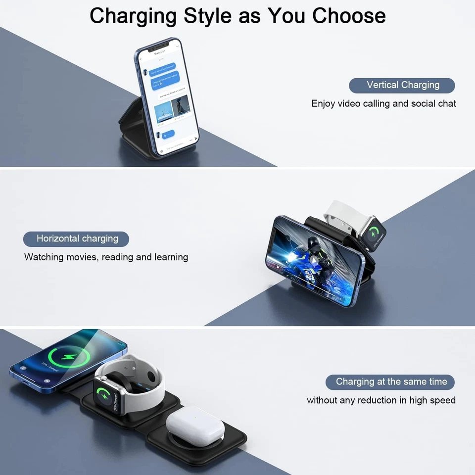 Wireless Charger 3 in 1,RTOPS Magnetic Travel Wireless Charging Station - Image 2 of 4