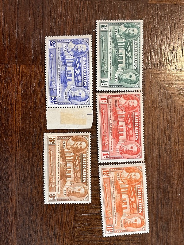 1939 BARBADOS STAMP SCOTT 202-206 SET VF MLH 